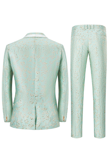 Mint Shawl Lapel One Button Żakardowe garnitury na studniówkę męską